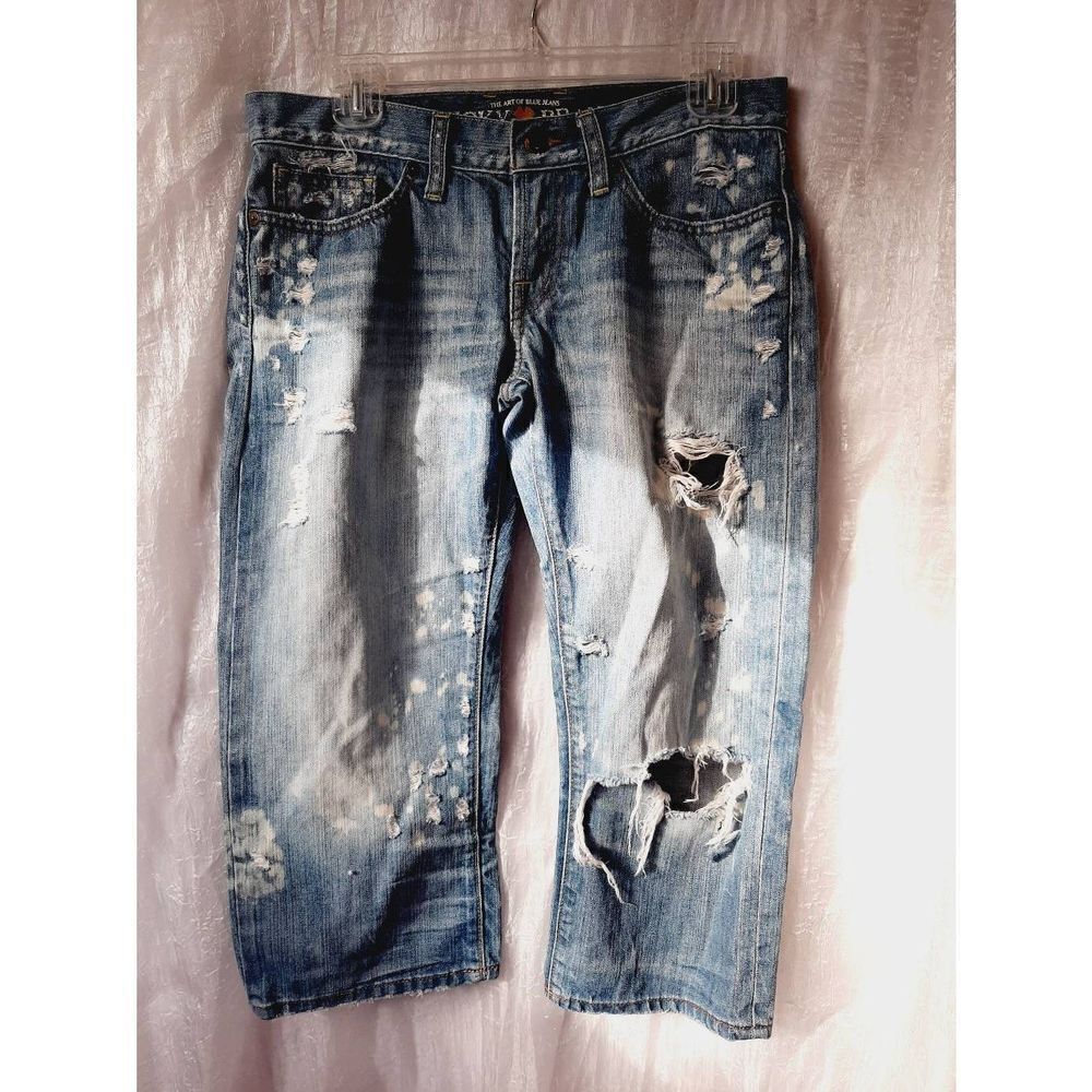 Lucky Brand destructed crop Riley sz 2/26 blue jeans